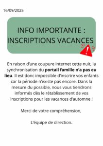 Lire la suite à propos de l’article VACANCES AUTOMNE 2025